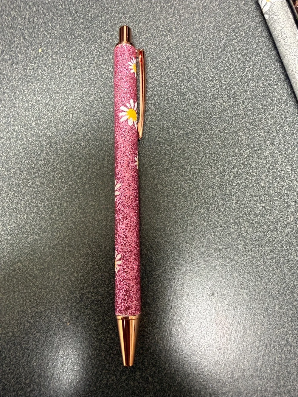 Glitter Daisy Ballpoint Pens - Assorted Colors - Black ink - Set of 6